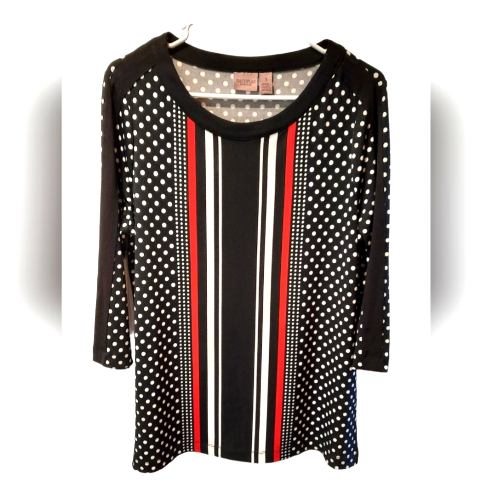 Chicos Polka Dot and Striped Blouse size 1